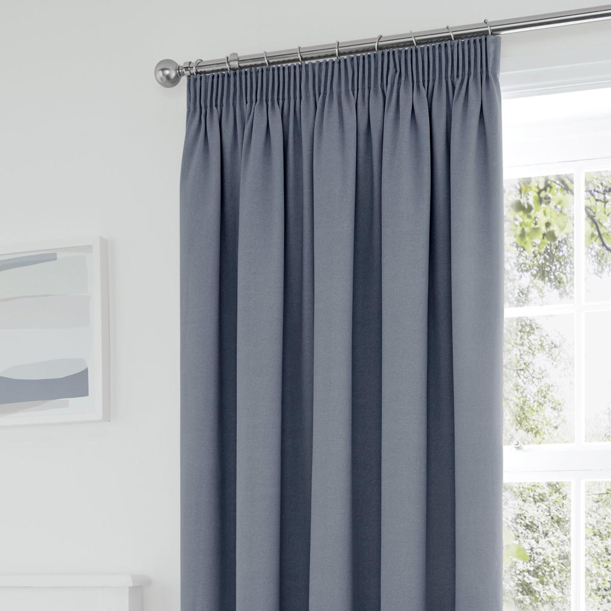 Tyla Denim Blackout Pencil Pleat Curtains Blue – image 2