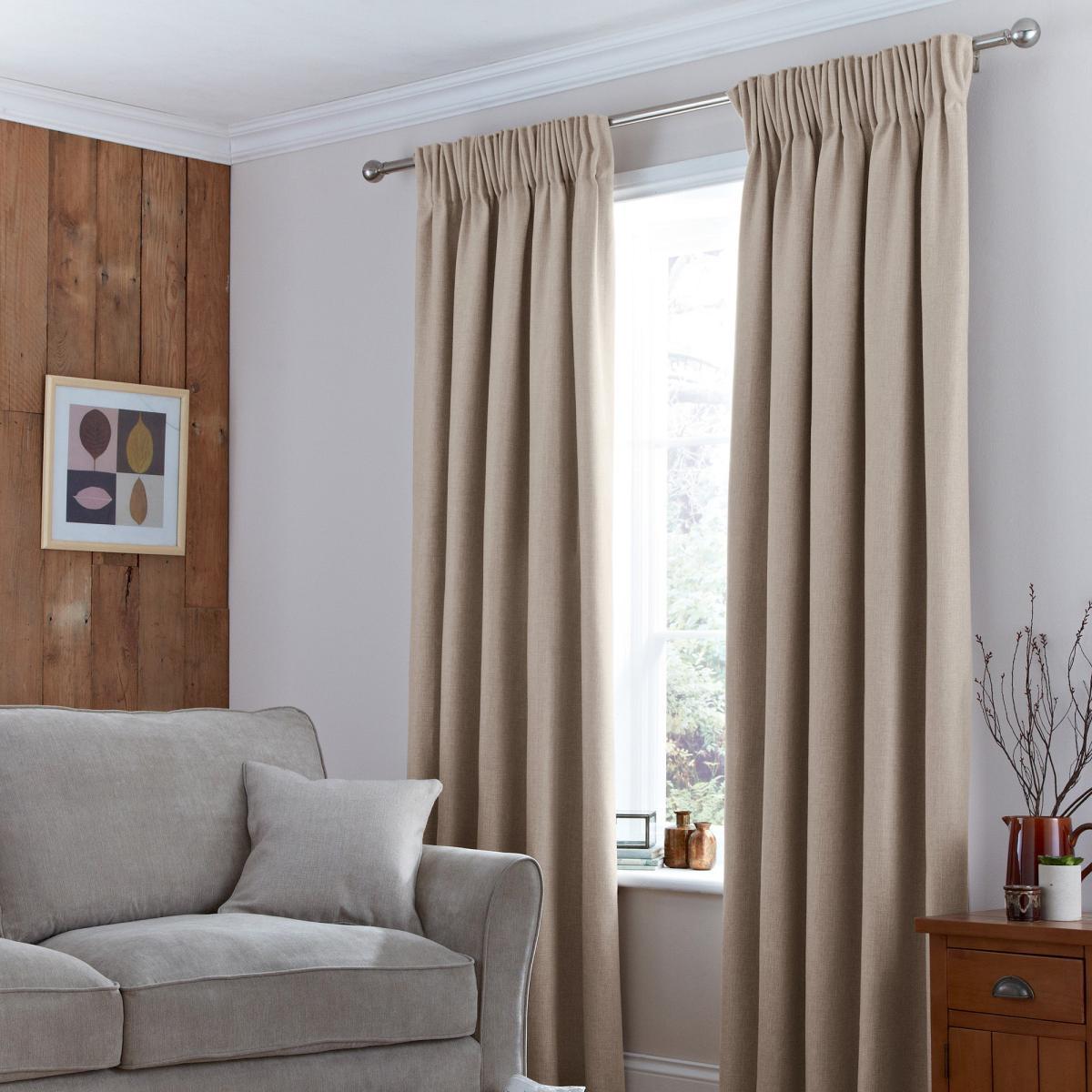 Jennings Natural Thermal Pencil Pleat Curtains Brown – image 2