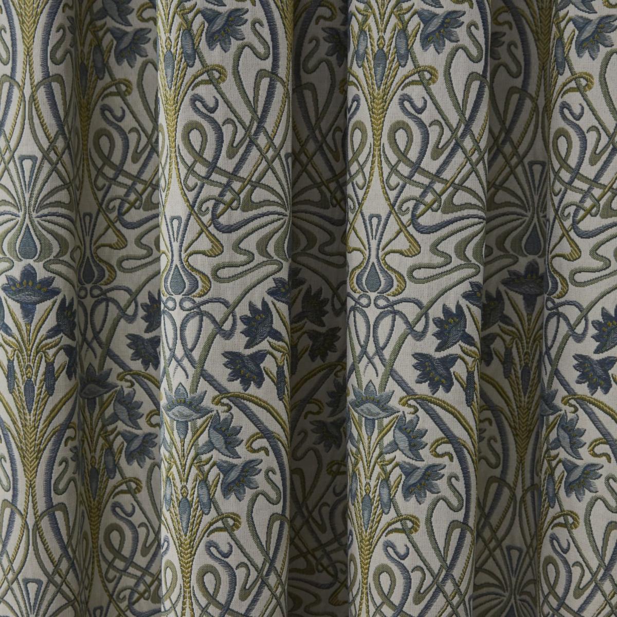 Lucetta Prussian Blue Pencil Pleat Curtains Blue/White/Green – image 3