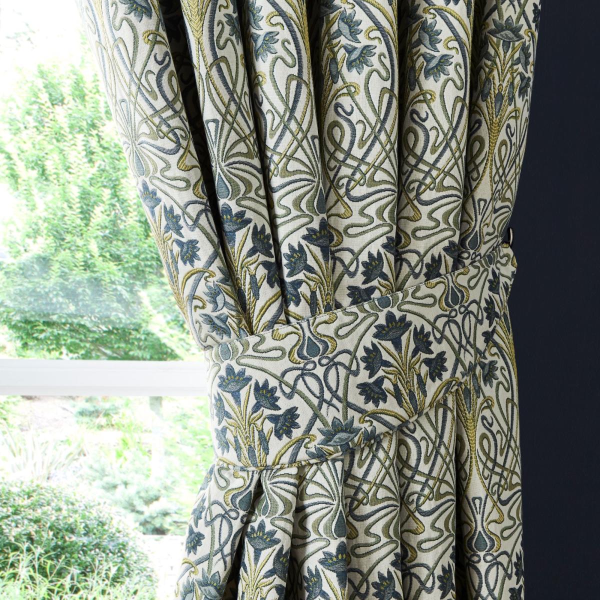Lucetta Prussian Blue Pencil Pleat Curtains Blue/White/Green – image 5