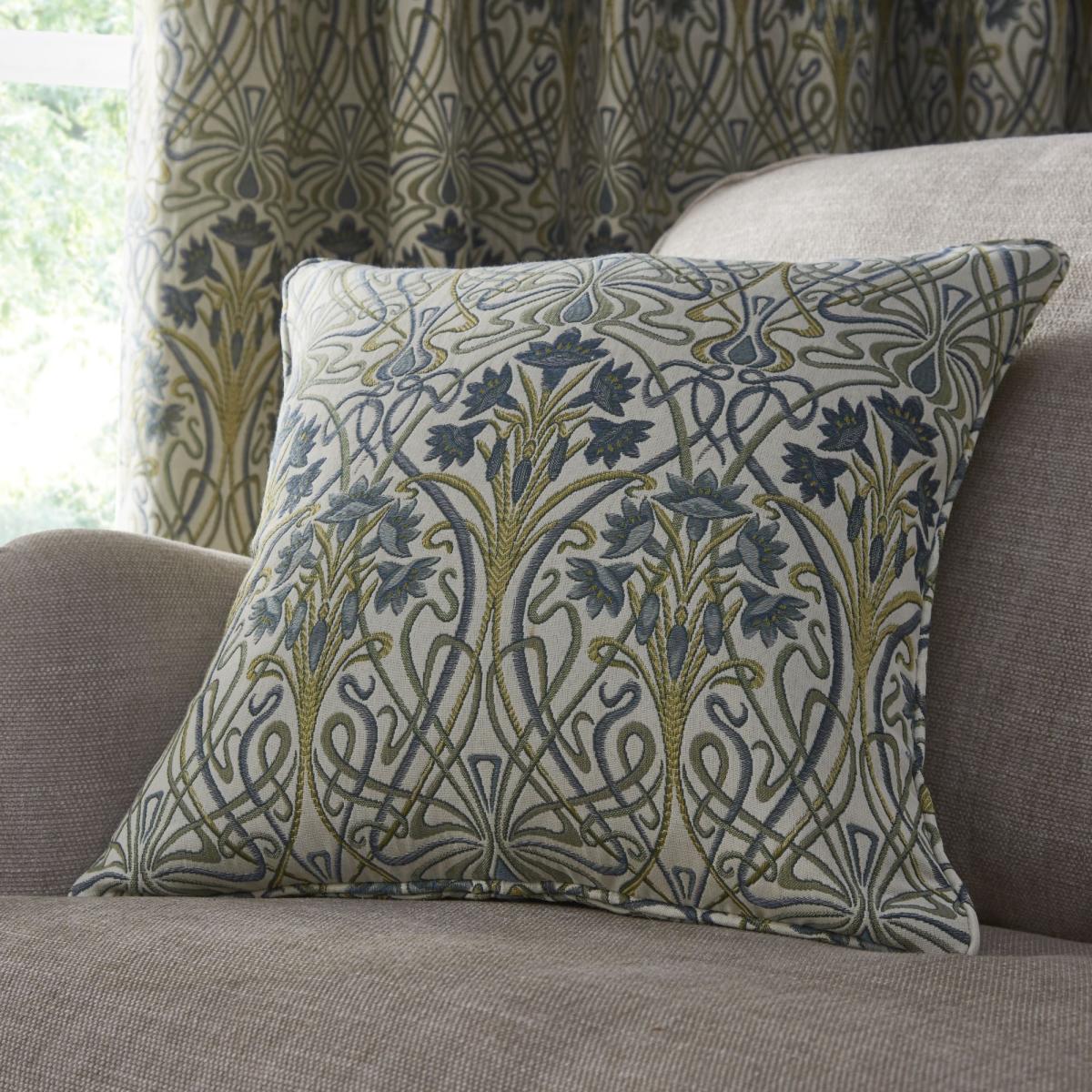 Lucetta Prussian Blue Pencil Pleat Curtains Blue/White/Green – image 6