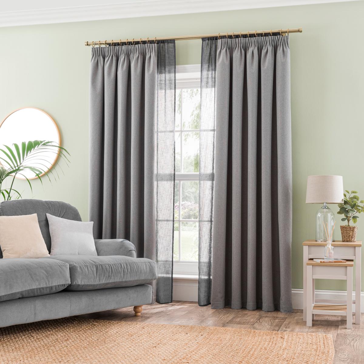 Libra Washable Blackout Pencil Pleat Curtains Dove (Grey) – image 2