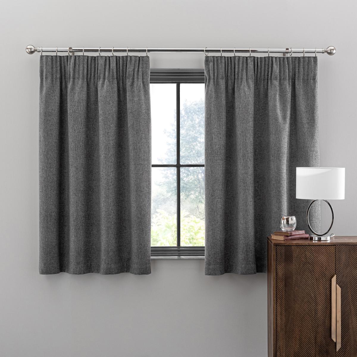 Oxford Charcoal Chenille Pencil Pleat Curtains Charcoal – image 4
