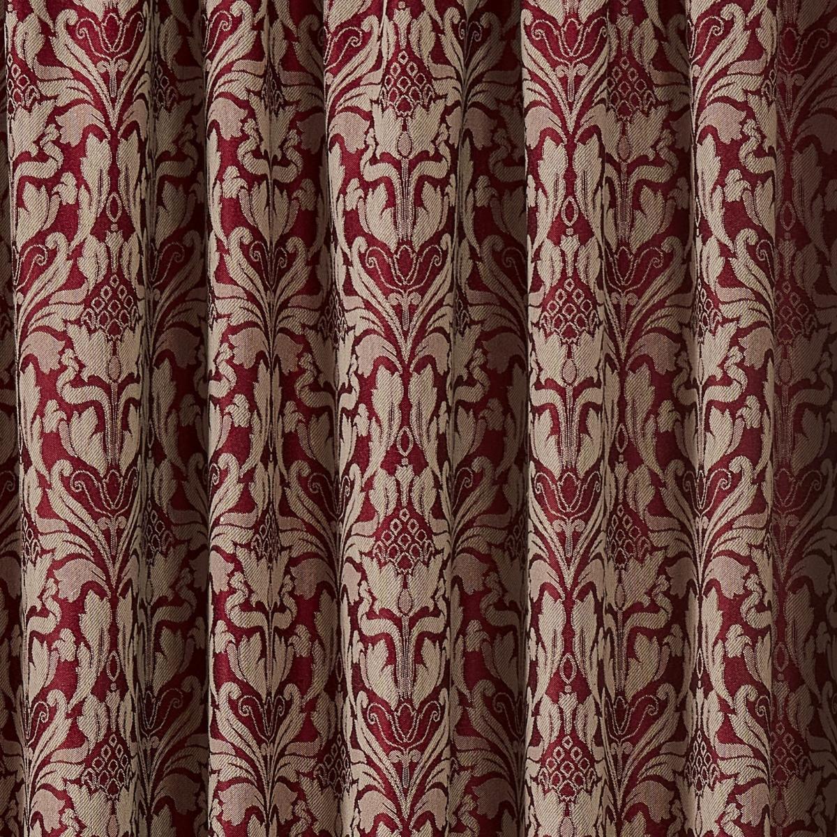 Woven Hawthorne Burgundy Pair of Pencil Pleat Curtains With TieBacks Burgundy – image 3