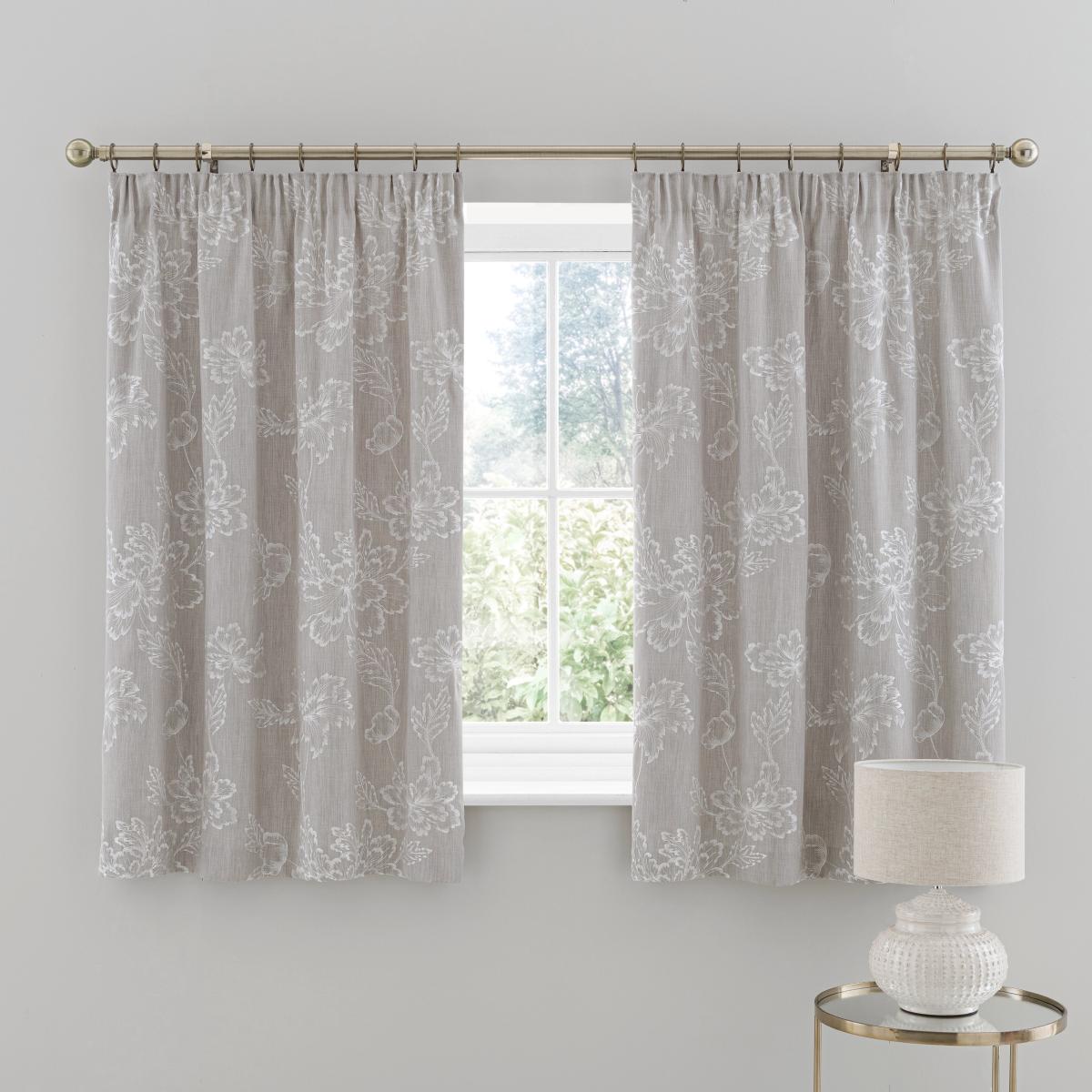 Flourish Grey Pencil Pleat Curtains Grey/White – image 5