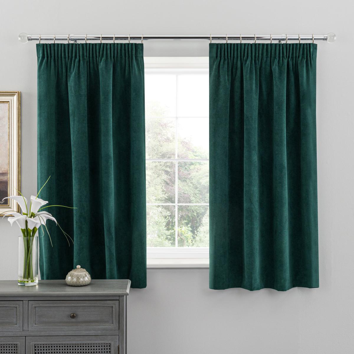 Margot Jade Matt Velour Pencil Pleat Curtains Grey and Silver – image 4