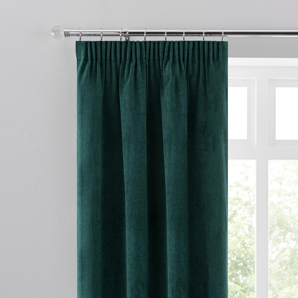 Margot Jade Matt Velour Pencil Pleat Curtains Grey and Silver – image 1