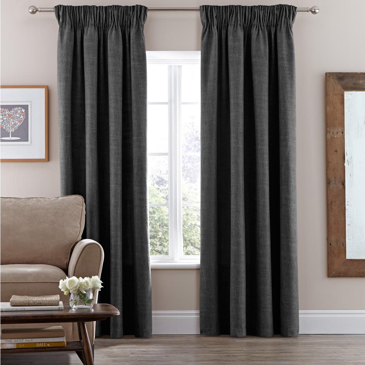 Vermont Charcoal Pencil Pleat Curtains Charcoal – image 2