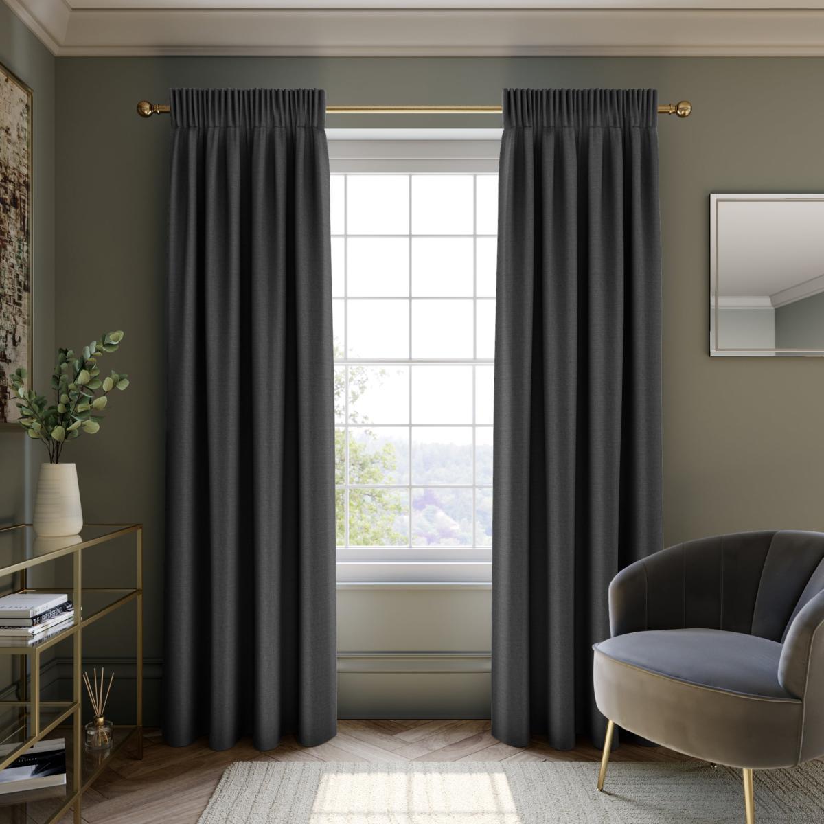 Mendoza Velour Steeple Grey Blackout Pencil Pleat Curtains Steeple Grey – image 2