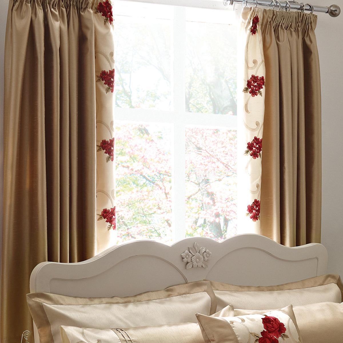 Juliet Red Thermal Pencil Pleat Curtains Red and Brown – image 2