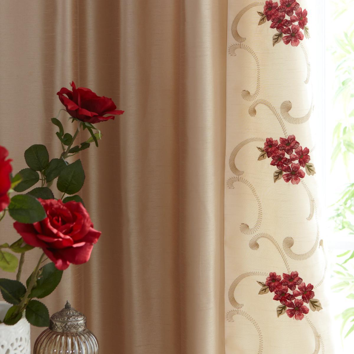 Juliet Red Thermal Pencil Pleat Curtains Red and Brown – image 3