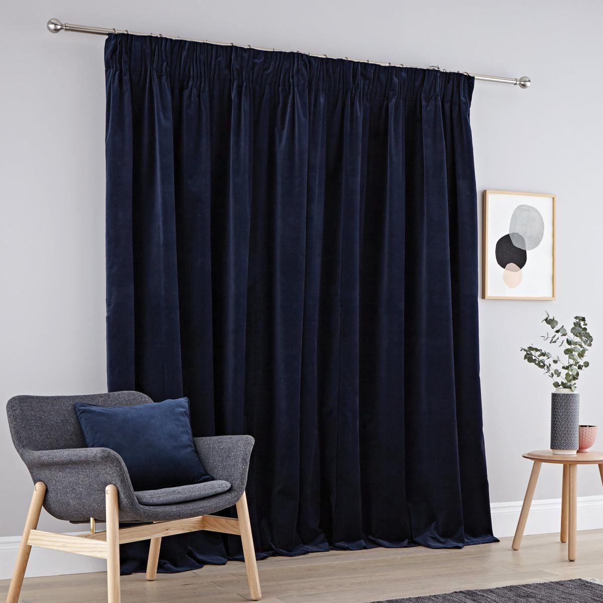 Peyton Indigo Pencil Pleat Curtains Blue – image 4