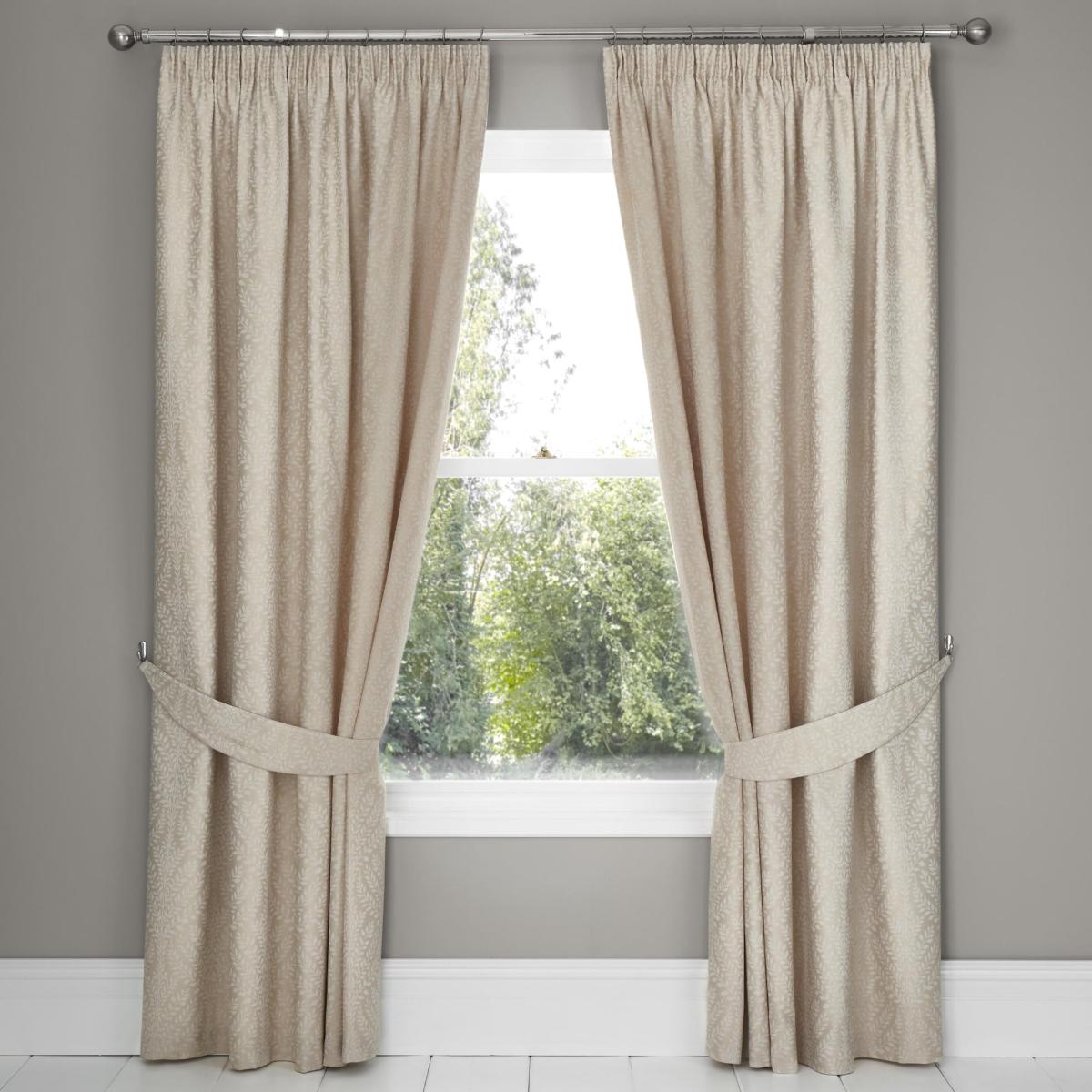 Woven Fearne Ivory Pair of Pencil Pleat Curtains With Tie Backs Ivory – image 2