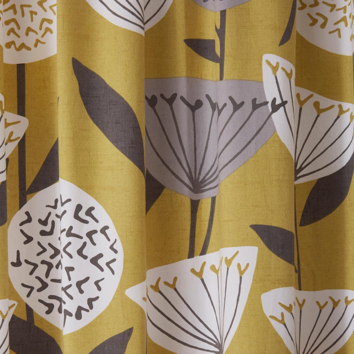 Elements Emmott Ochre Pencil Pleat Curtains Yellow, Grey and White – image 2