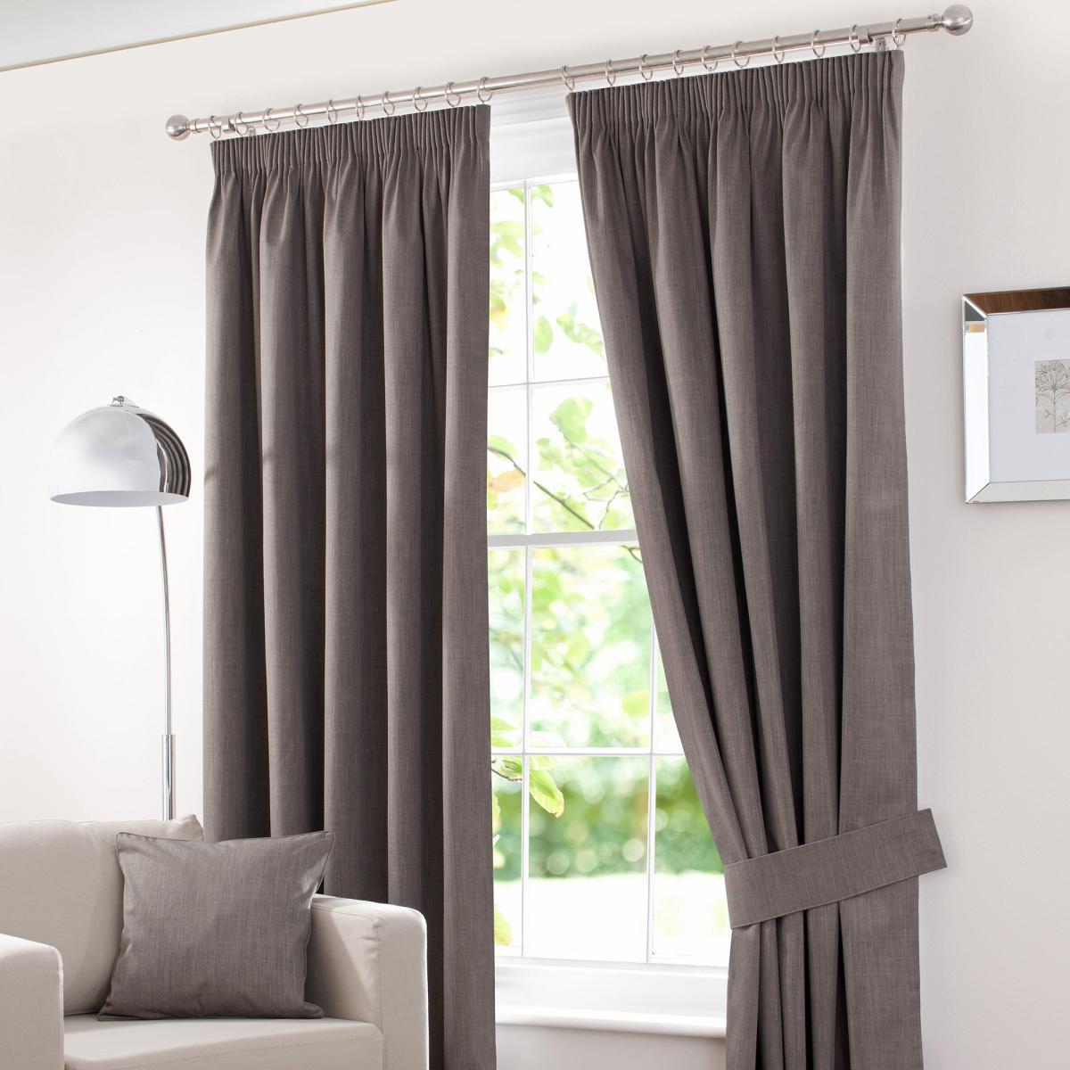 Solar Stone Blackout Pencil Pleat Curtains Brown – image 2