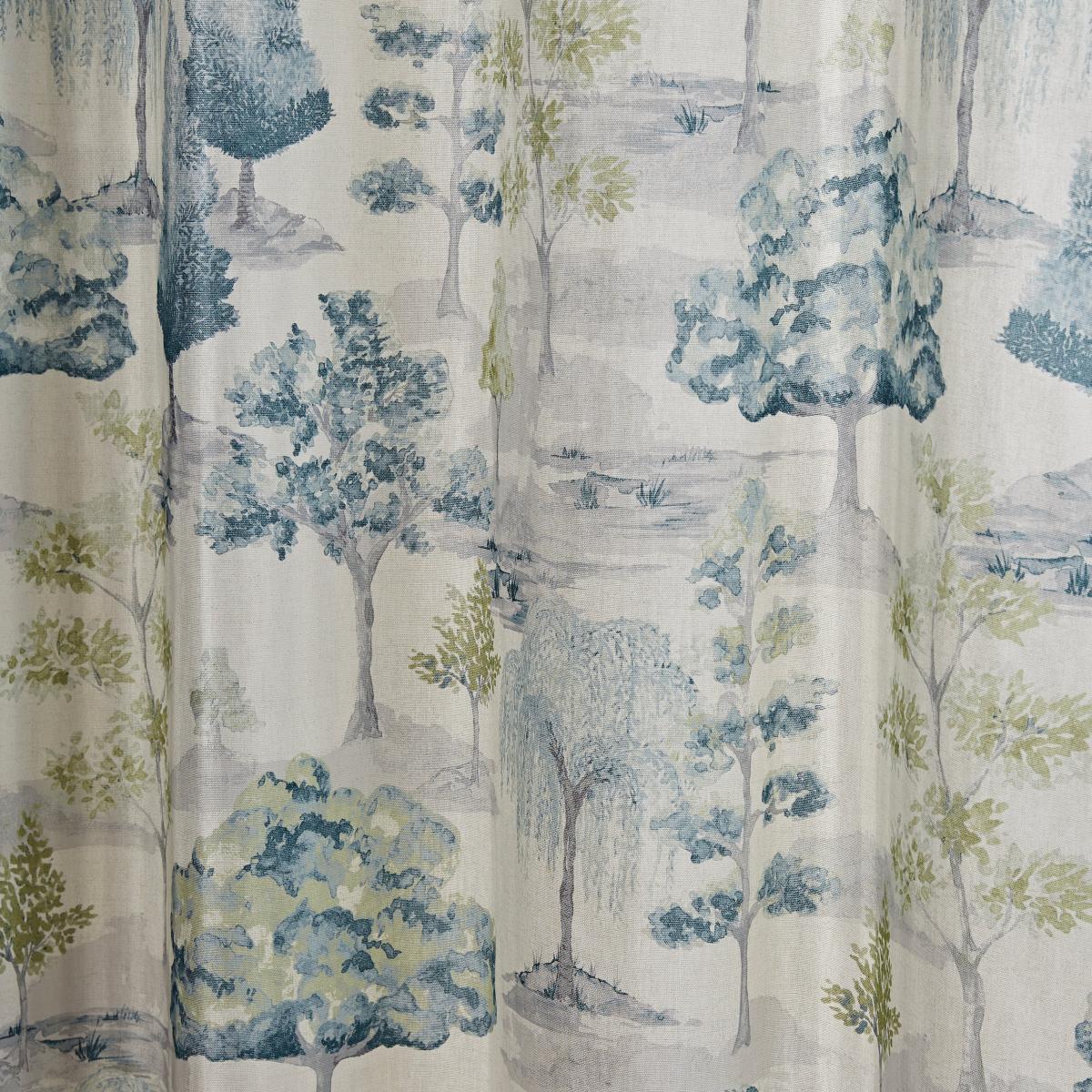 Watercolour Trees Teal Pencil Pleat Curtains Teal (Blue) – image 3