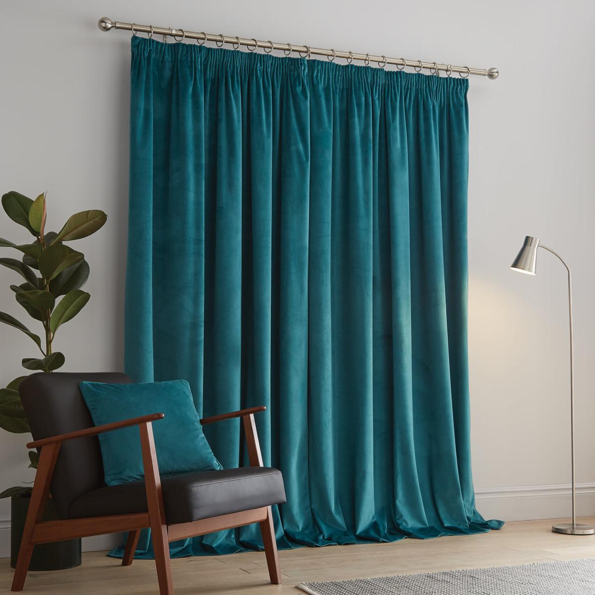 Ashford Teal Pencil Pleat Curtains Green – image 4