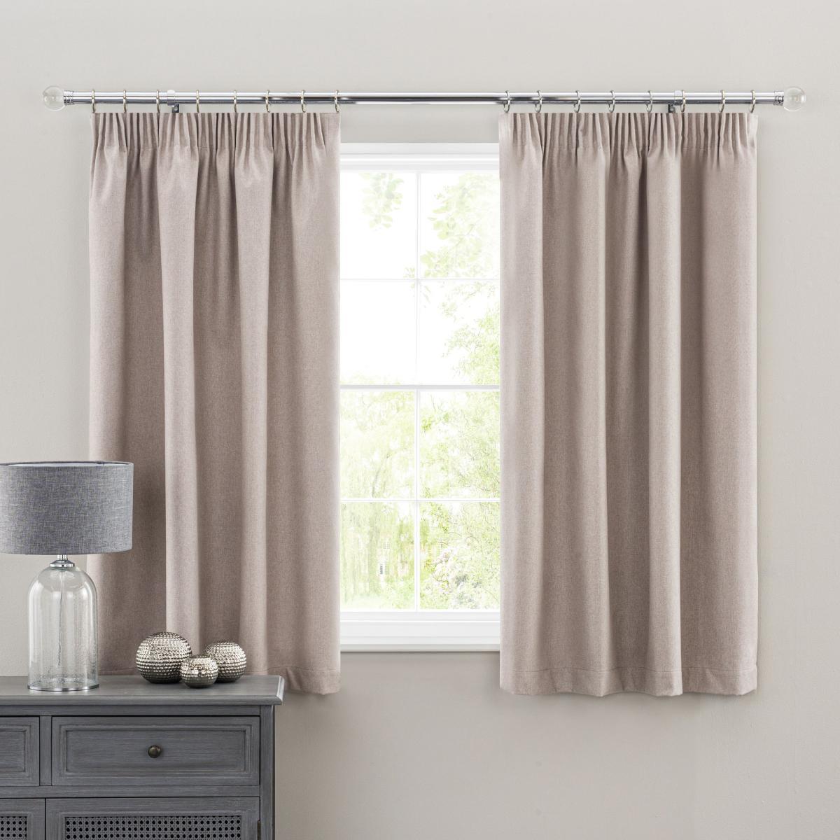 Luna Brushed Pebble Blackout Pencil Pleat Curtains Beige – image 4