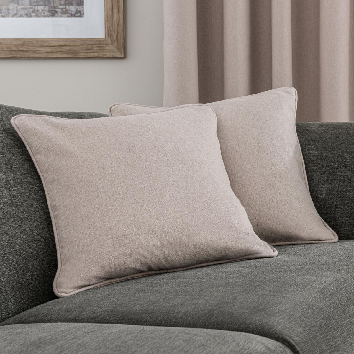 Luna Brushed Pebble Blackout Pencil Pleat Curtains Beige – image 6
