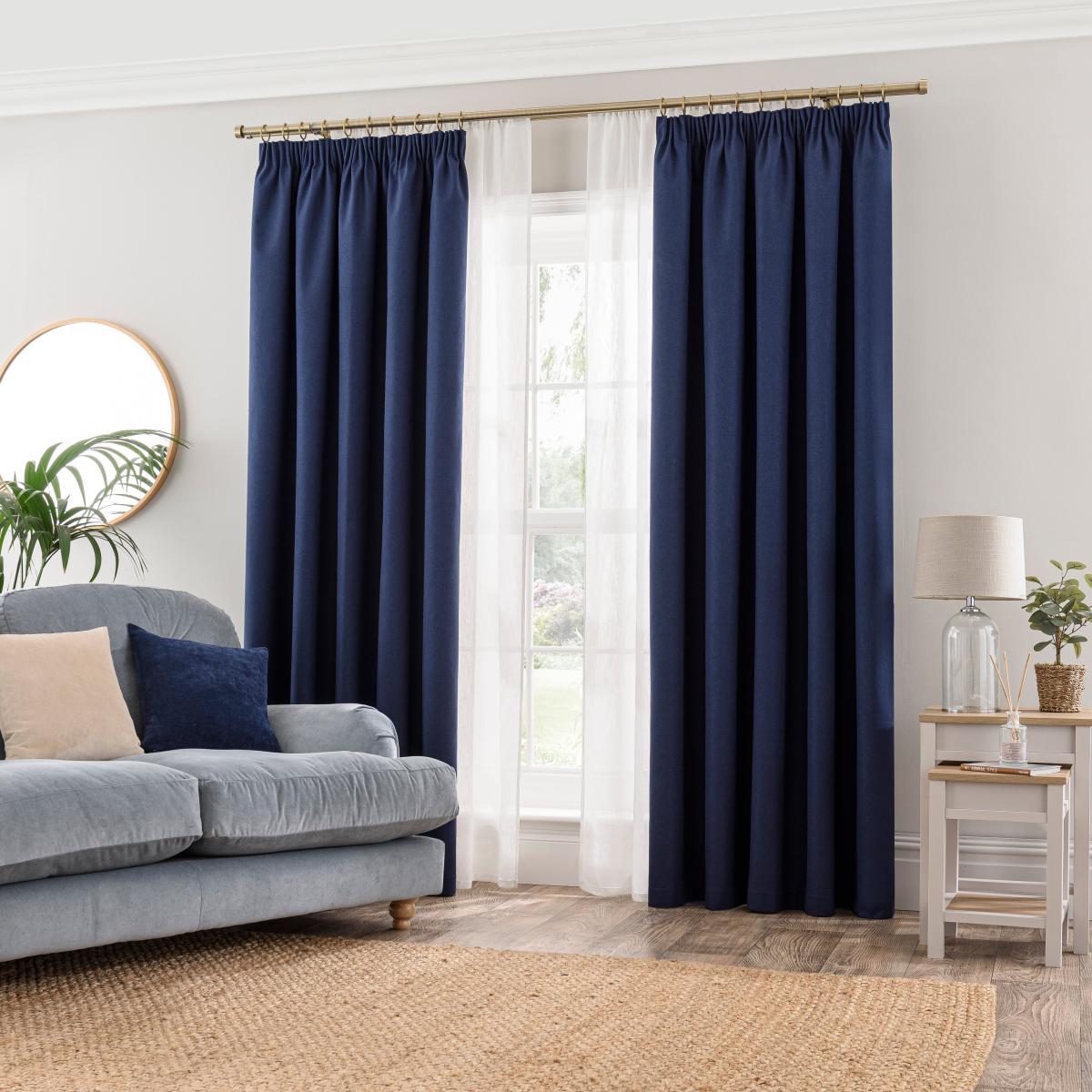 Libra Washable Blackout Pencil Pleat Curtains Navy (Blue) – image 2