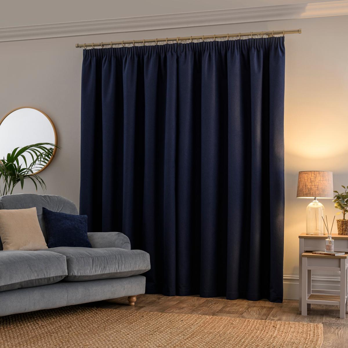 Libra Washable Blackout Pencil Pleat Curtains Navy (Blue) – image 5