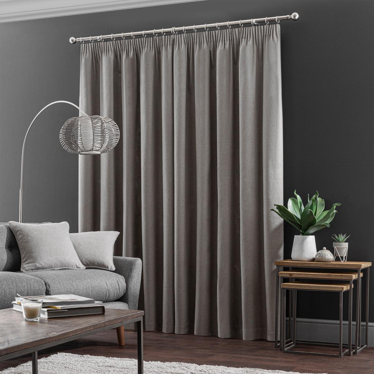 Luna Mid Grey Blackout Pencil Pleat Curtains Grey – image 3