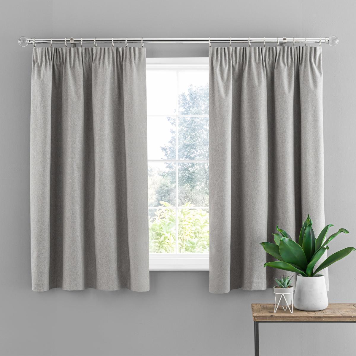 Luna Mid Grey Blackout Pencil Pleat Curtains Grey – image 4