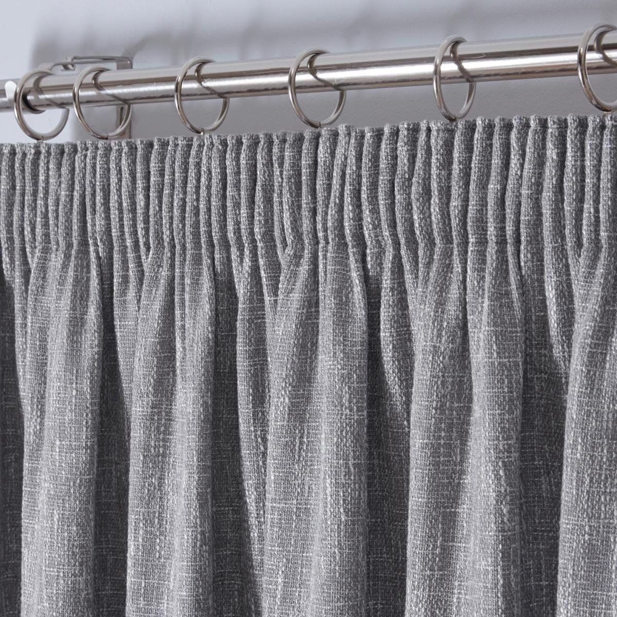 Boucle Grey Pencil Pleat Curtains Grey – image 4