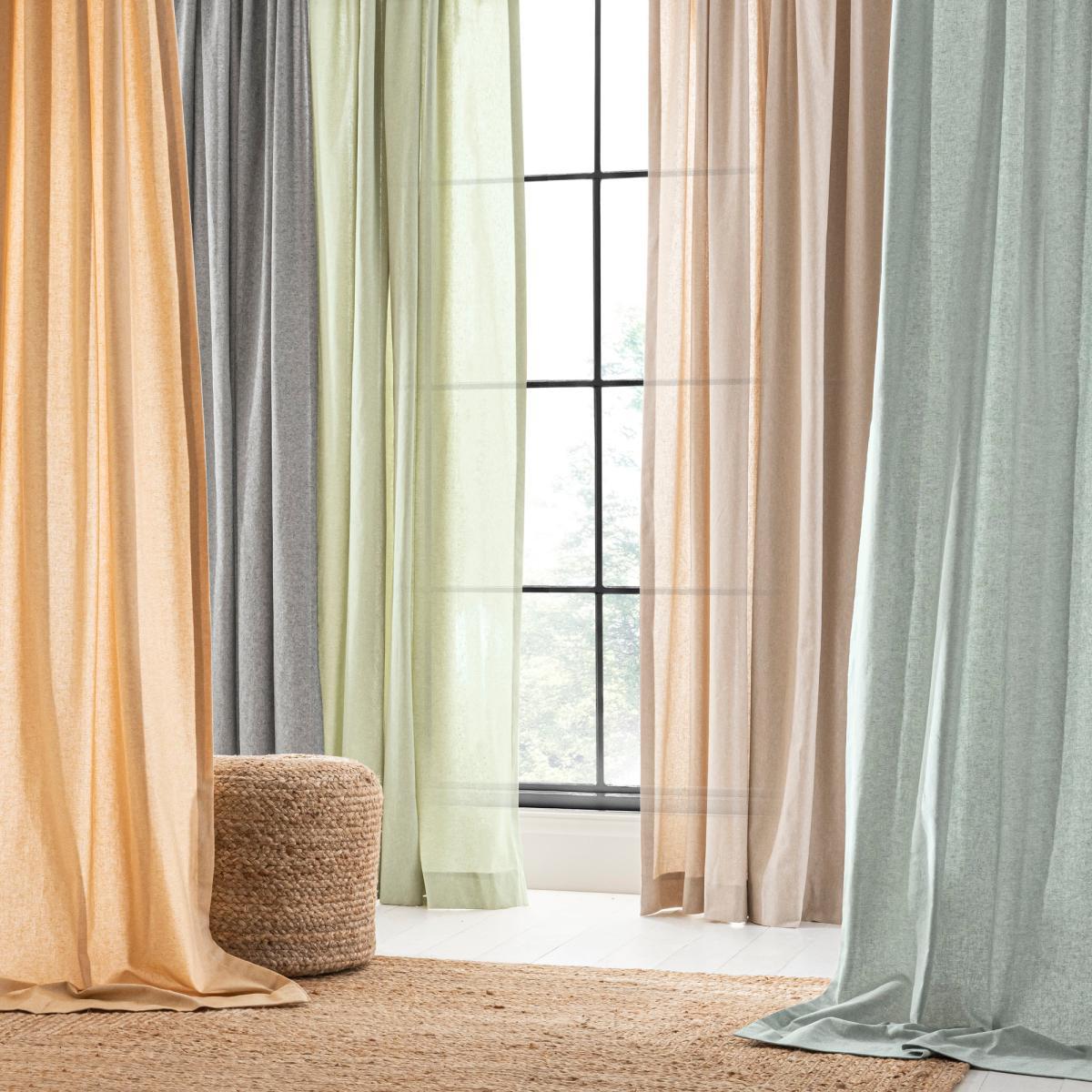 Linen Look Ochre Tab Top Pencil Pleat Curtains Yellow – image 5