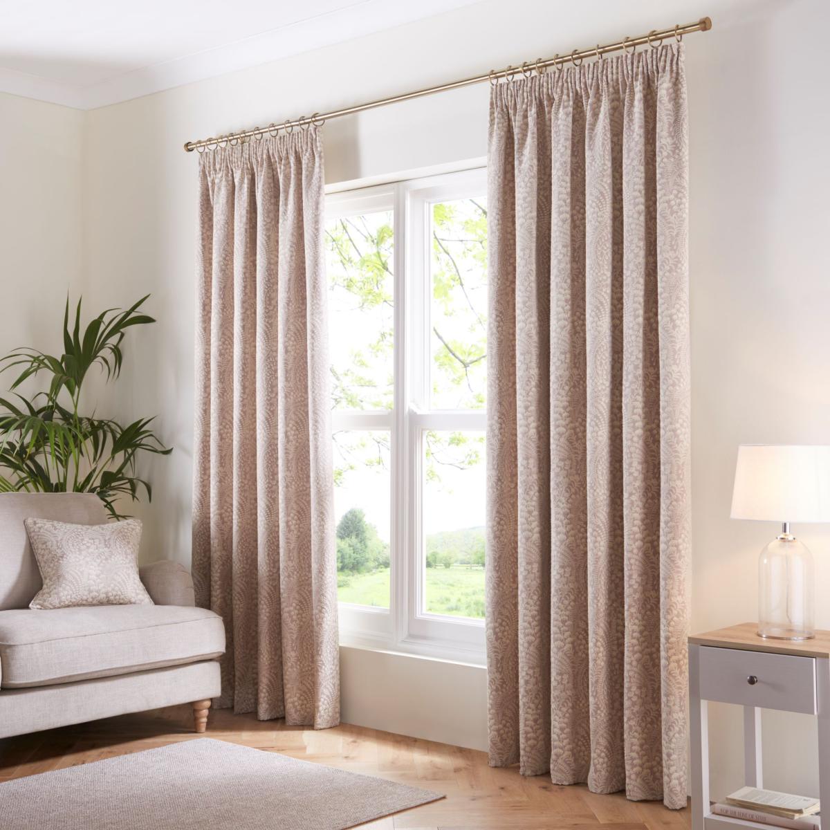 Spring Flowers Natural Pencil Pleat Curtains Natural – image 2