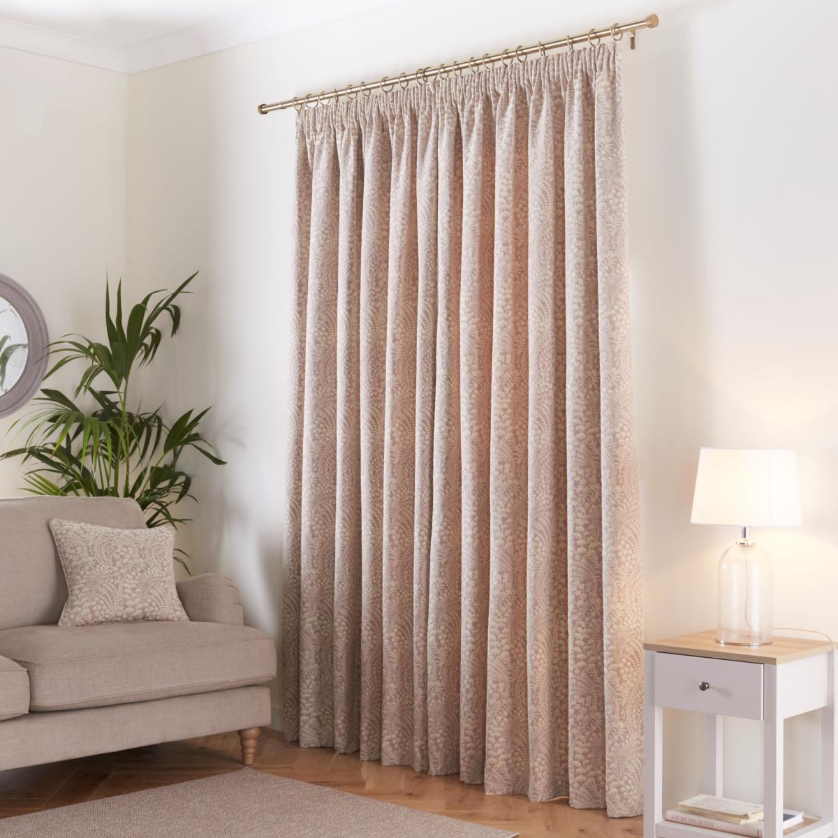 Spring Flowers Natural Pencil Pleat Curtains Natural – image 4