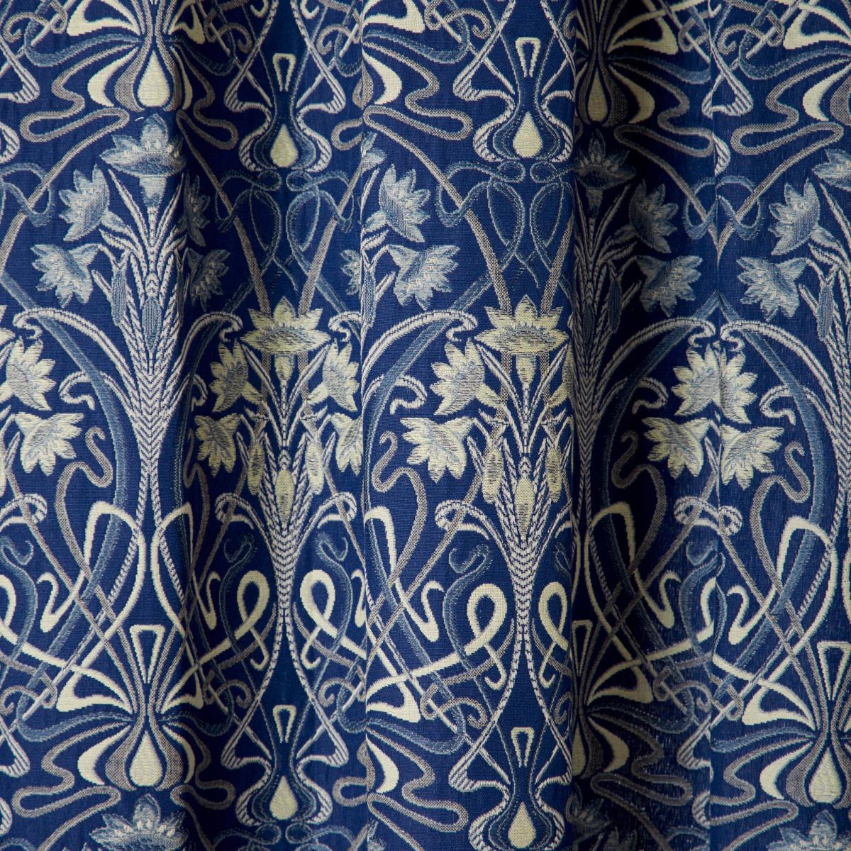 Lucetta Navy Pencil Pleat Curtains Navy Blue and Green – image 3