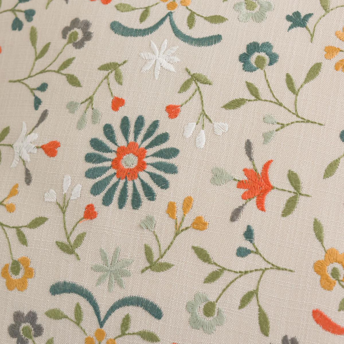 Folk Floral Natural Pencil Pleat Curtains Natural – image 4