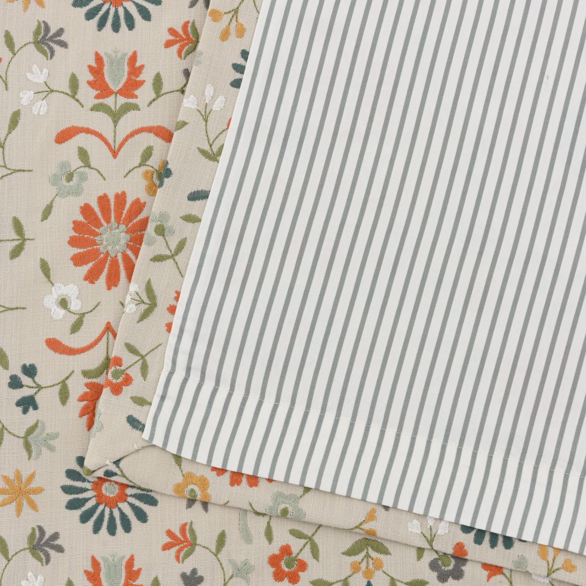 Folk Floral Natural Pencil Pleat Curtains Natural – image 7