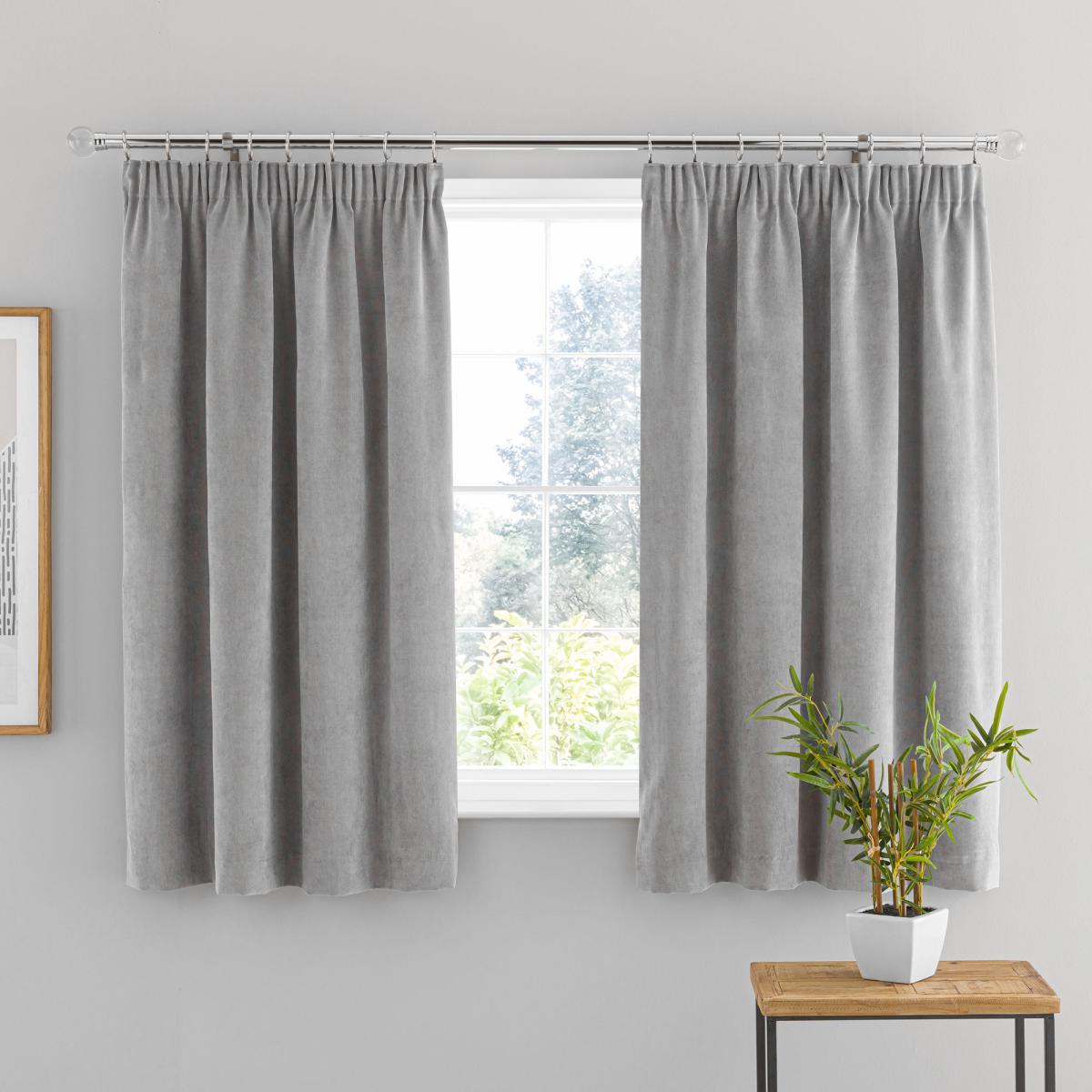 Margot Velour Grey Pencil Pleat Curtains Grey – image 4