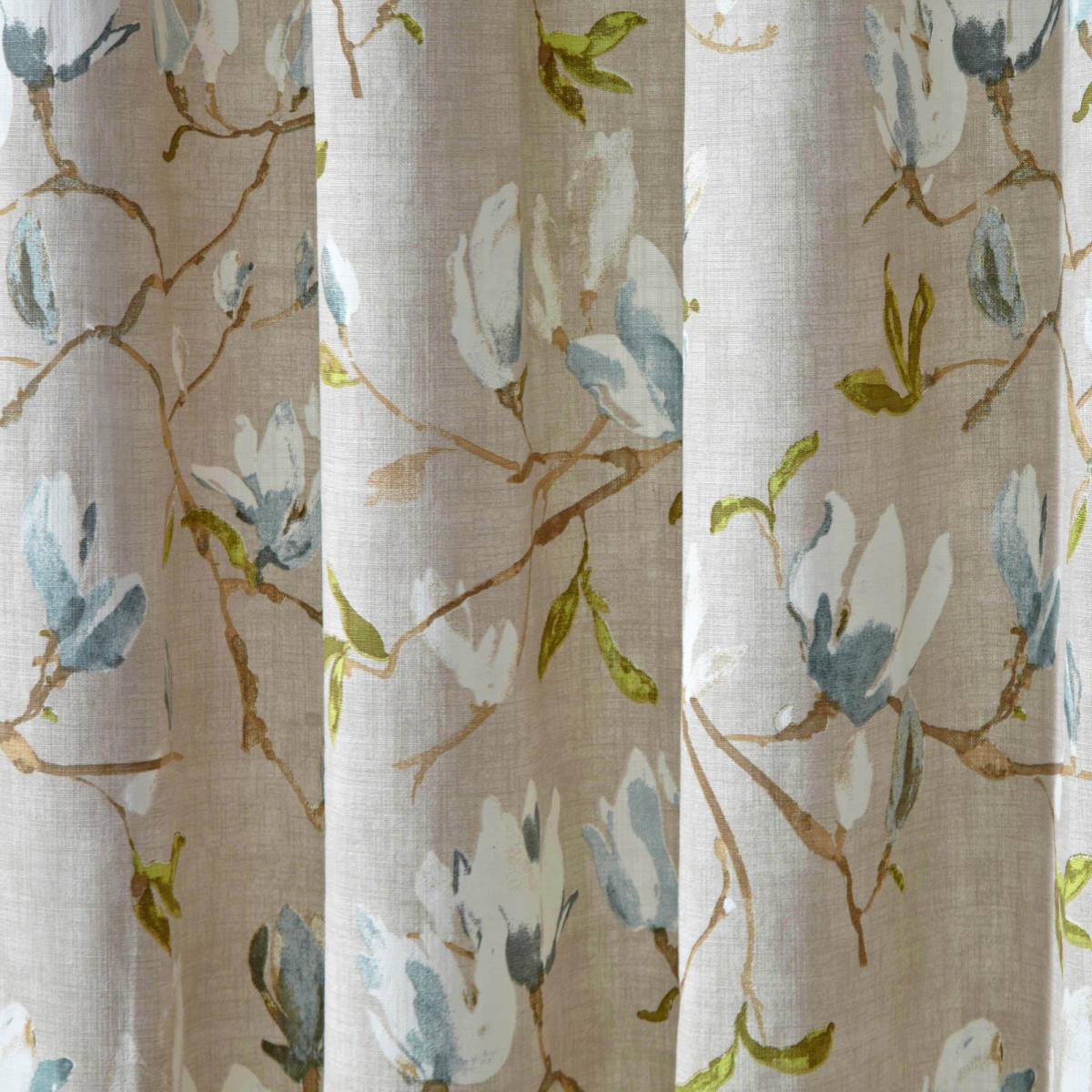 Magnolia Green Pencil Pleat Curtains Green, Blue and White – image 3
