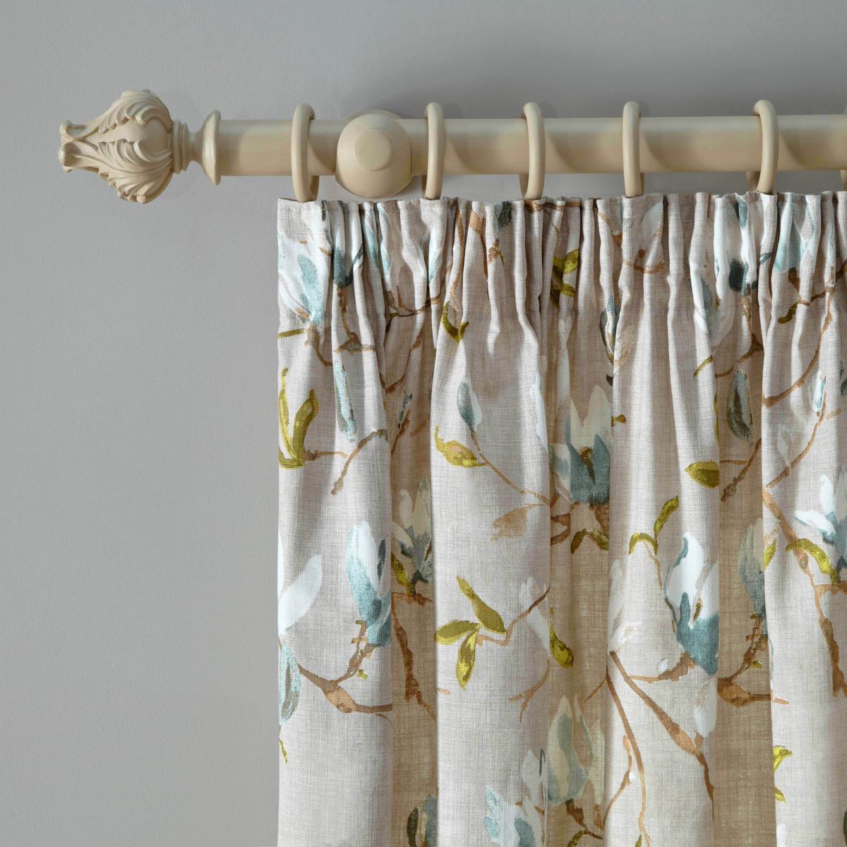 Magnolia Green Pencil Pleat Curtains Green, Blue and White – image 4