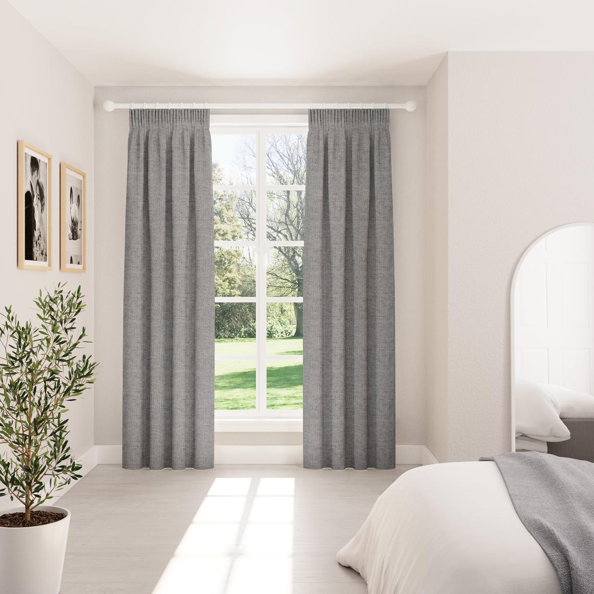 Dawson Grey Thermal Pencil Pleat Curtains Grey – image 2