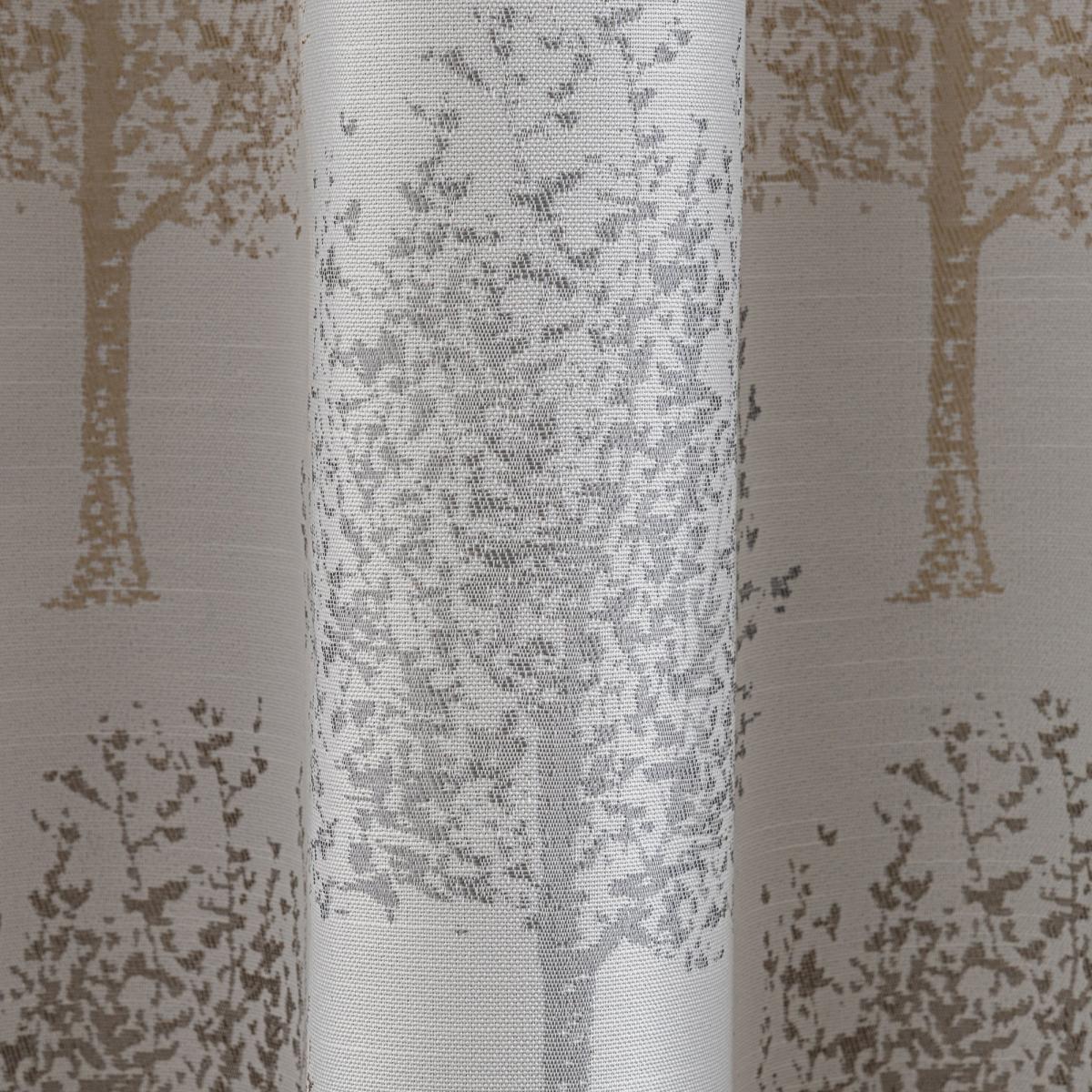 Jacquard Trees Dove Grey Pencil Pleat Curtains White/Grey – image 5