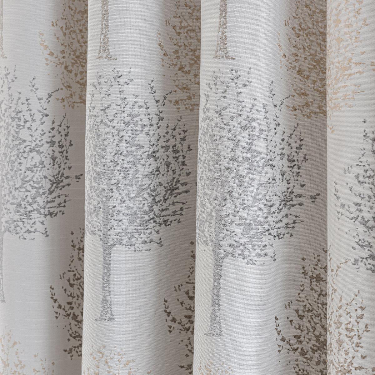 Jacquard Trees Dove Grey Pencil Pleat Curtains White/Grey – image 6
