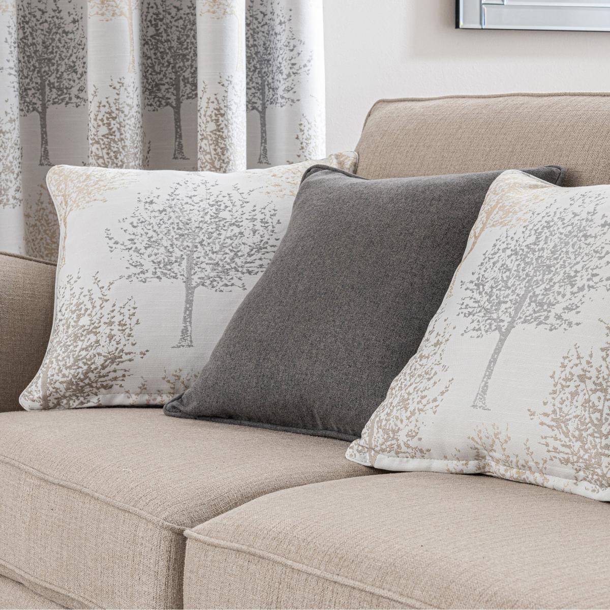 Jacquard Trees Dove Grey Pencil Pleat Curtains White/Grey – image 8