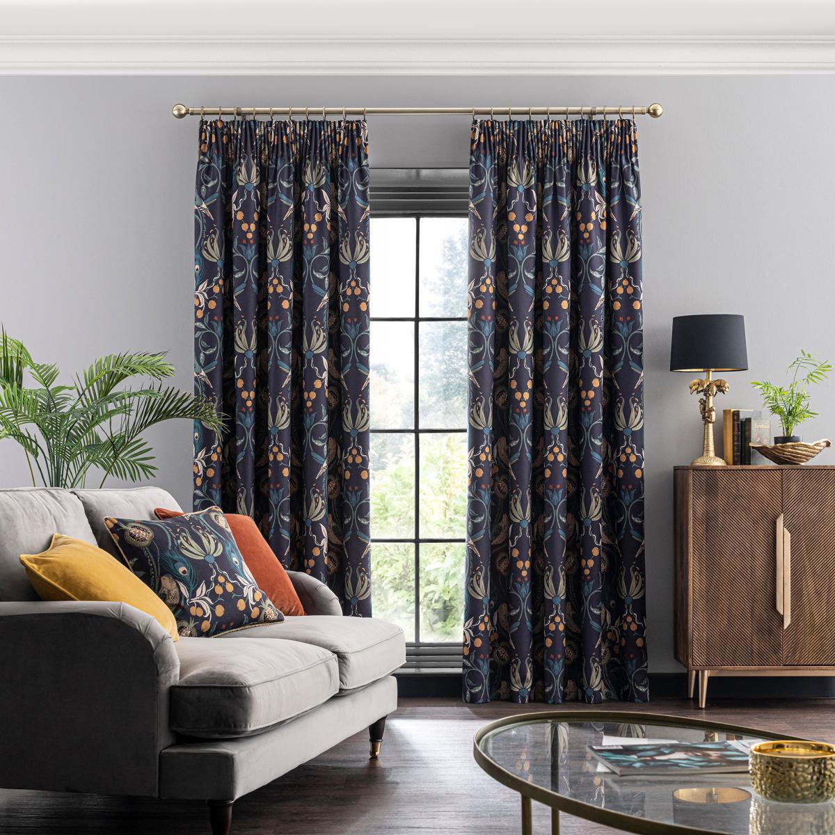 Havisham Navy Pencil Pleat Curtains Navy – image 2