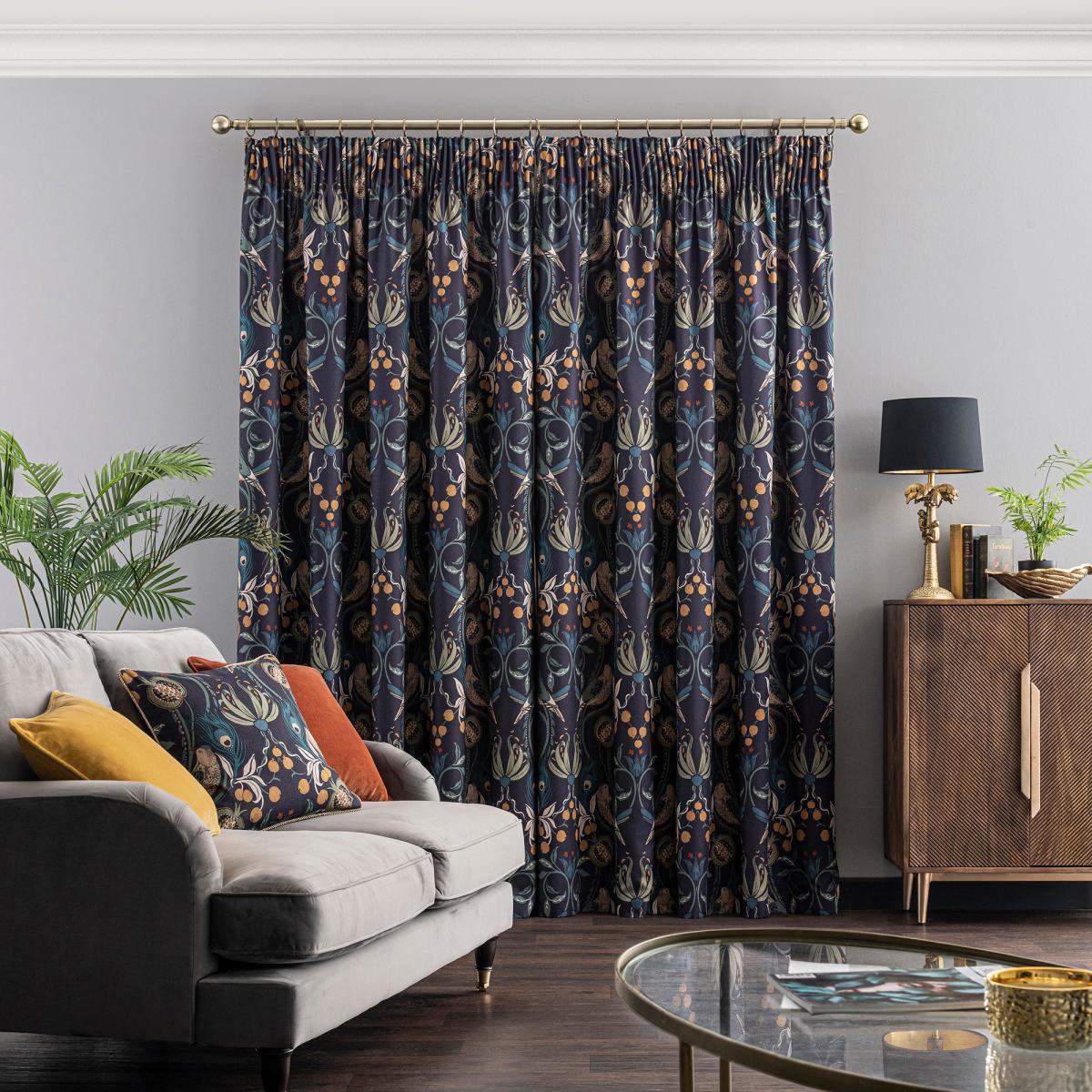 Havisham Navy Pencil Pleat Curtains Navy – image 3