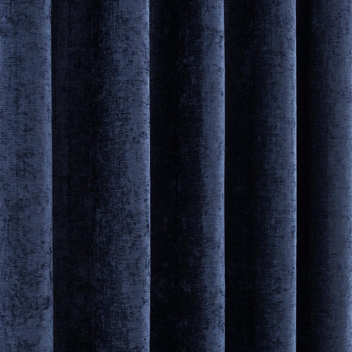 Chenille Navy Pencil Pleat Curtains Navy Blue – image 3