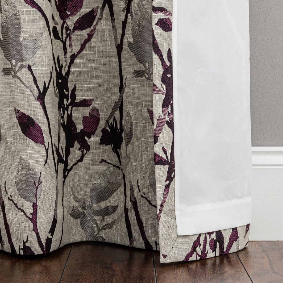 Zen Jacquard Plum Pencil Pleat Curtains Grey and Purple – image 5