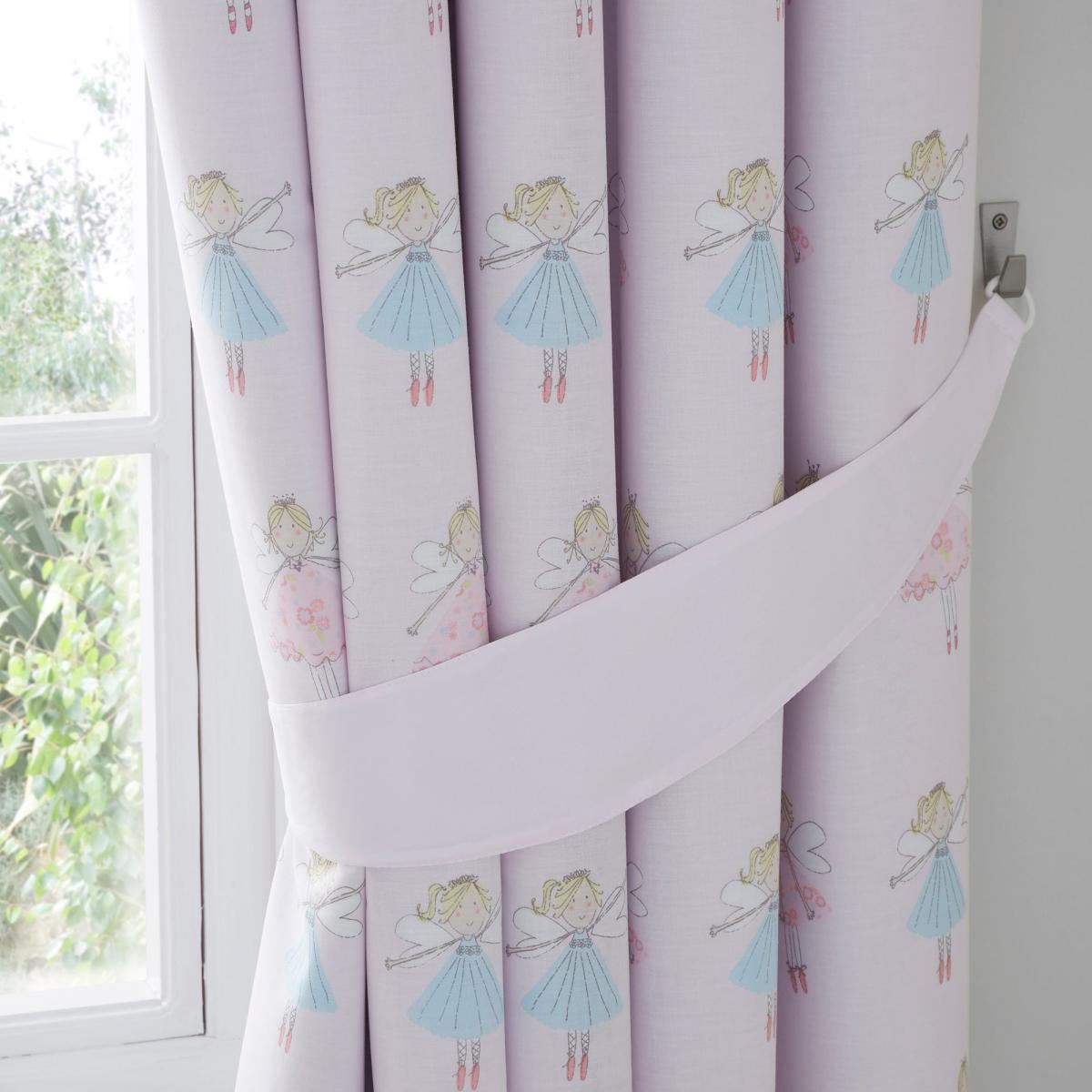 Fairies Pink Blackout Pencil Pleat Curtains Pink, Blue and Yellow – image 2