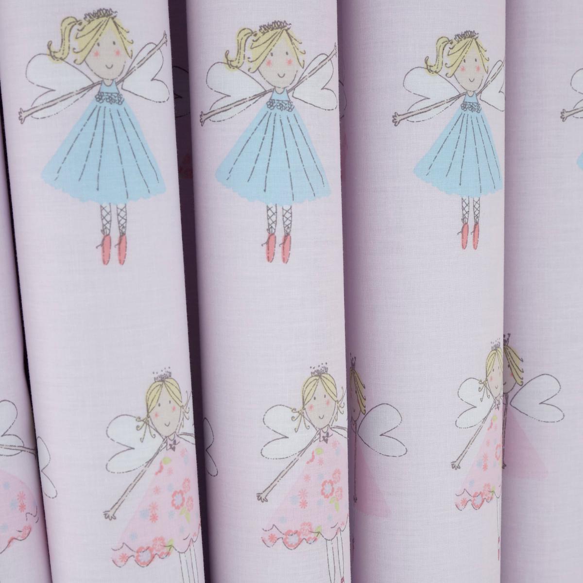Fairies Pink Blackout Pencil Pleat Curtains Pink, Blue and Yellow – image 3