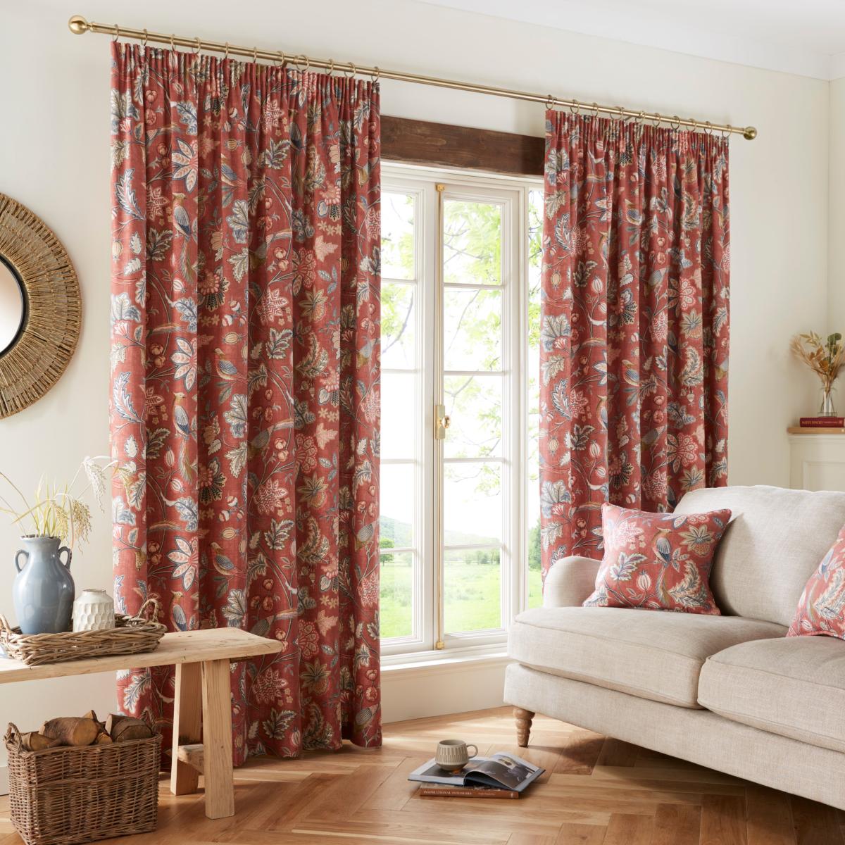Newark Pencil Pleat Curtains Russet Russet – image 2