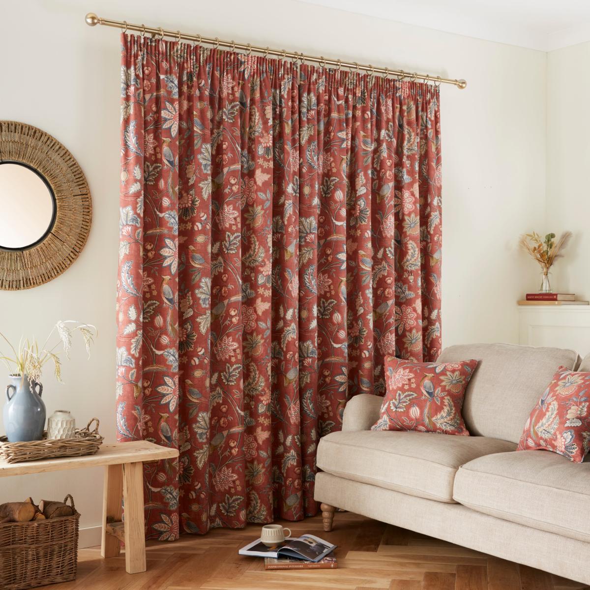 Newark Pencil Pleat Curtains Russet Russet – image 4