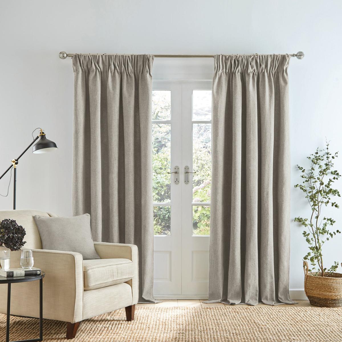 Wynter Sandstone Thermal Pencil Pleat Curtains Beige – image 1